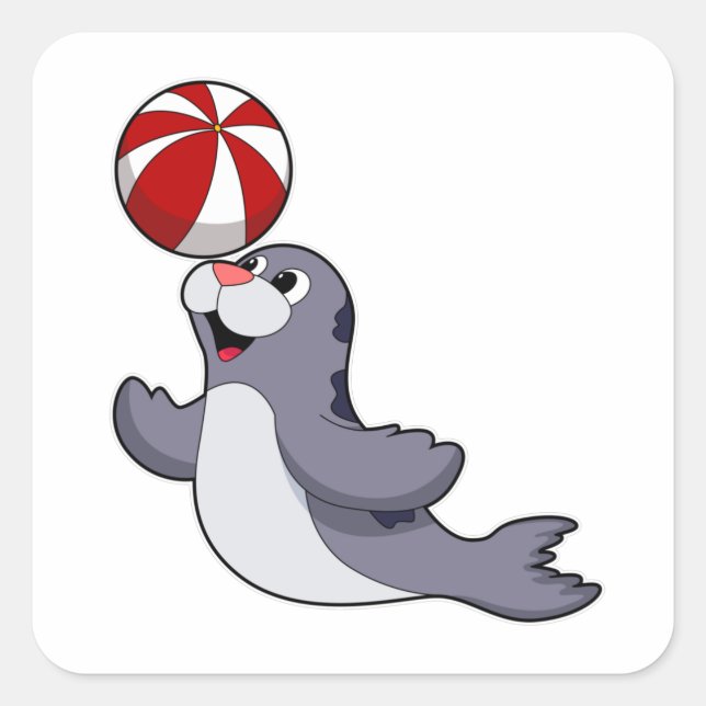 Siegel mit Wasserpolo Quadratischer Aufkleber (Vorderseite)