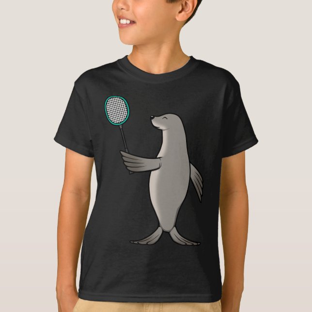Siegel Playing Badminton Hob T-Shirt (Vorderseite)