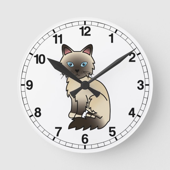 Siegel Point Birman / Ragdoll Cat Runde Wanduhr (Vorderseite)