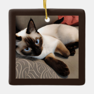 Siegel Point Siamese Digitales Portrait Keramikornament