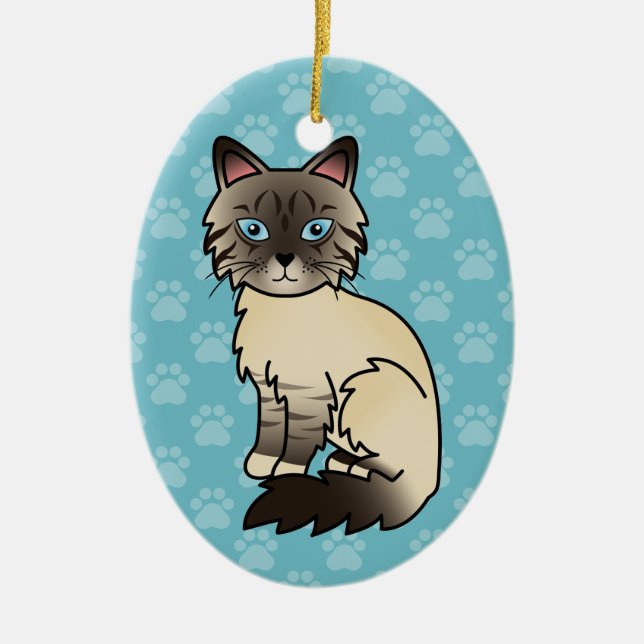 Siegel Point Tabby Birman / Ragdoll Cat Keramikornament (Vorne)