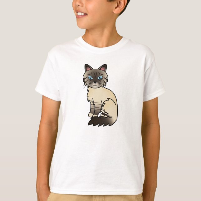 Siegel Point Tabby Birman / Ragdoll Cat T-Shirt (Vorderseite)