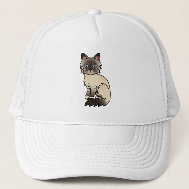 Siegel Point Tabby Birman / Ragdoll Cat Truckerkappe (Vorderseite)