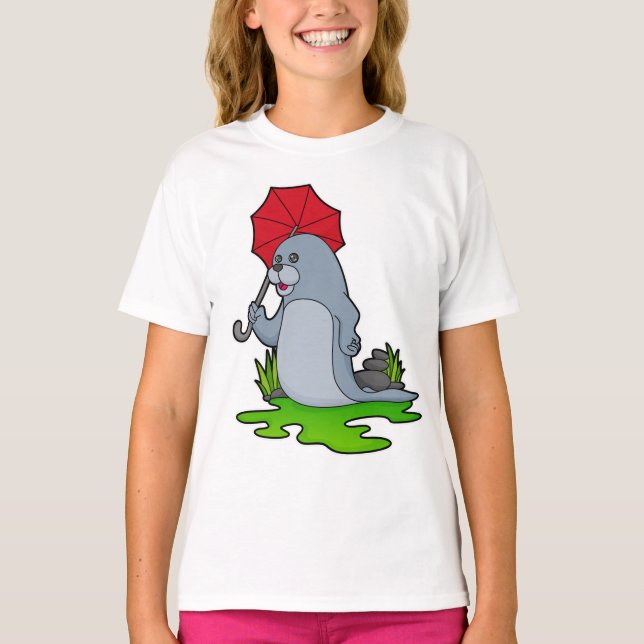 Siegel Regenschirm T-Shirt (Vorderseite)