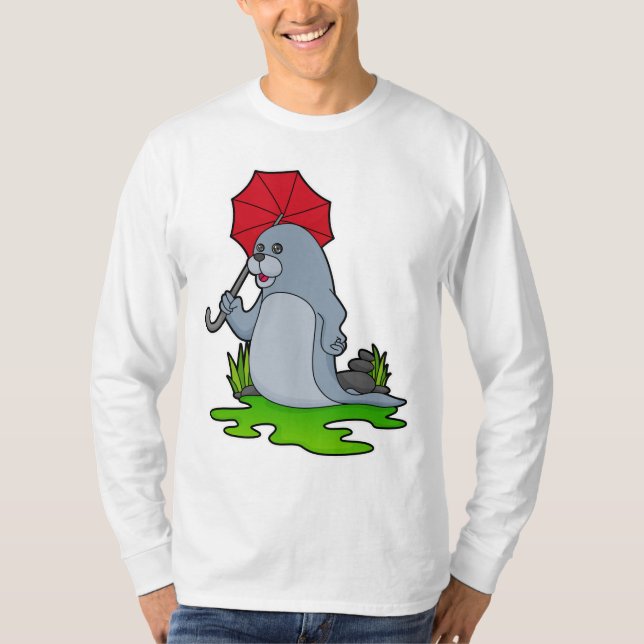 Siegel Regenschirm T-Shirt (Vorderseite)