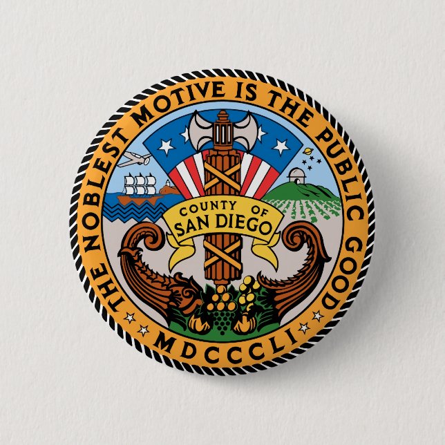 Siegel San Diego Landkreis, Kalifornien Button (Vorderseite)