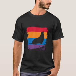Siegel-Schatten-Silhouette mit farbenfroher Flagge T-Shirt