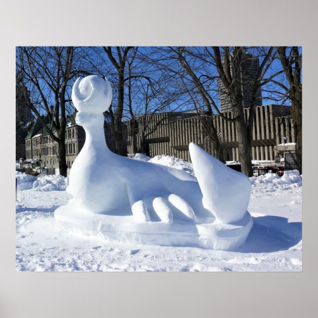 Siegel Snow Skulptur, Quebec, Kanada Poster (Vorne)