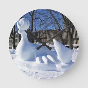 Siegel Snow Skulptur, Quebec, Kanada Runde Wanduhr