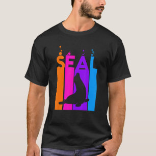 Siegel-Tier-Regenbogenblase mit Silhouette T-Shirt