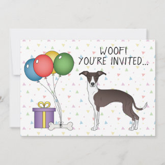 Siegel und Weißer Grauhund Hund zum Geburtstag Einladung