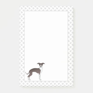 Siegel und weißer italienischer Windhund mit Pfote Post-it Klebezettel