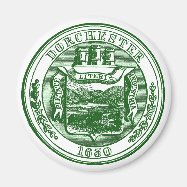 Siegel von Dorchester Massachusetts, grün Magnet (Vorne)