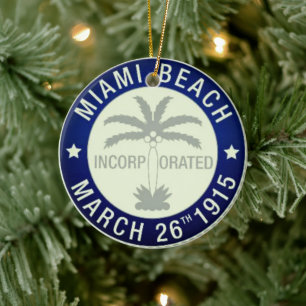 Siegel von Miami Beach, Florida Keramik Ornament