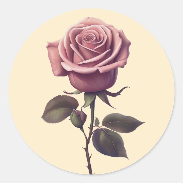 Siegel zur Rose Runder Aufkleber (Vorderseite)