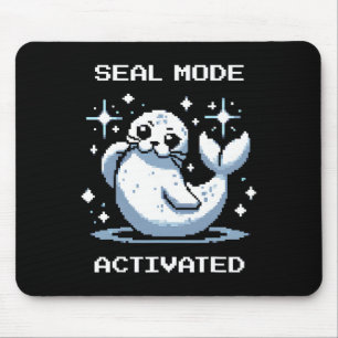 Siegelmodus Aktiviert Pixel Art Siegel Retro Gamer Mousepad