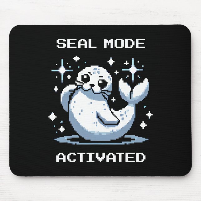 Siegelmodus Aktiviert Pixel Art Siegel Retro Gamer Mousepad (Vorne)