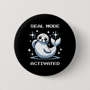 Siegelmodus Aktiviert Pixelkunst-Siegel Retro-Game Button