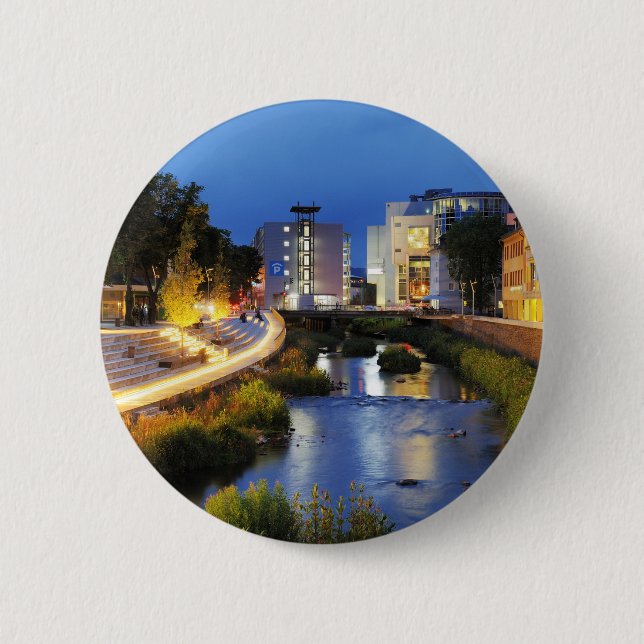 Siegen Siegufer zur blauen Stunde Button (Vorderseite)