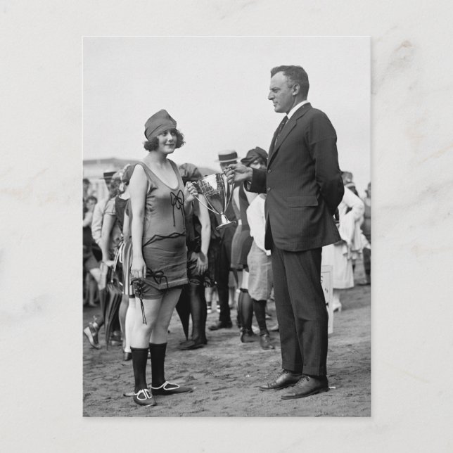 Sieger am Strand in den 20er Jahren Postkarte (Vorderseite)