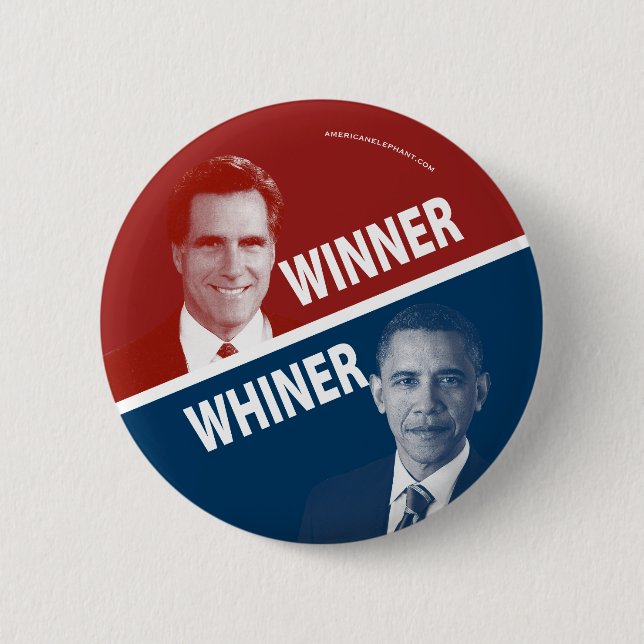 Sieger oder Whiner Romney gegen Obama Button (Vorderseite)
