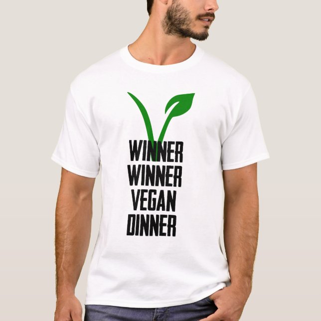 Sieger-Sieger-veganes Abendessen T-Shirt (Vorderseite)