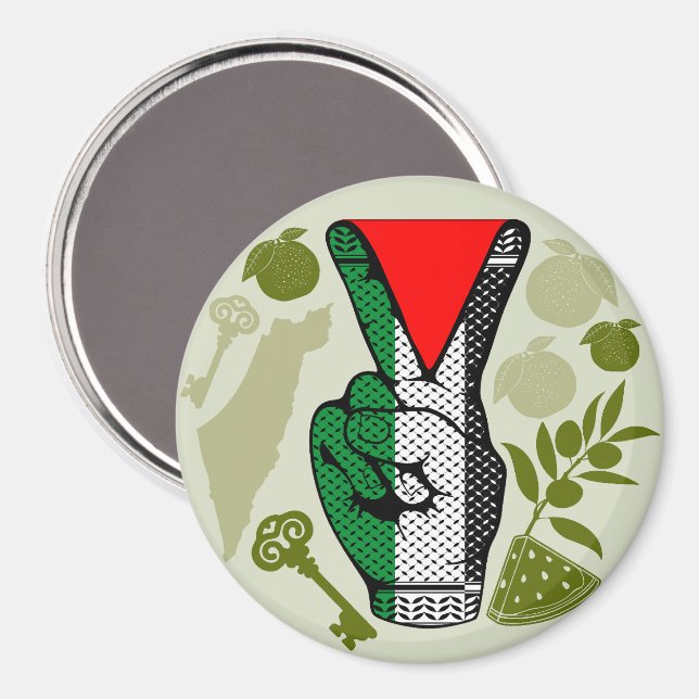 Siegessymbol Hand Widerstand Rot Dreieckssymbol Magnet (Vorderseite/Rückseite)