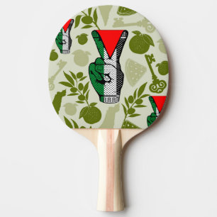 Siegessymbol Hand Widerstand Rot Dreieckssymbol Tischtennis Schläger