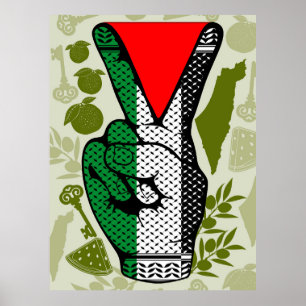 Siegessymbol Hand Widerstand rotes Dreiecksymbol Poster