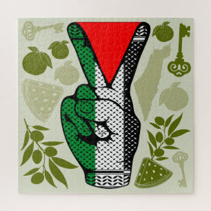 Siegessymbol Hand Widerstand rotes Dreiecksymbol Puzzle