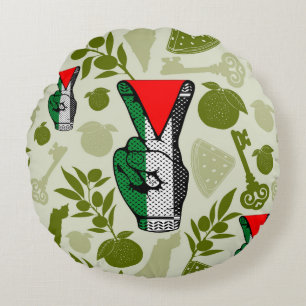 Siegessymbol Hand Widerstand rotes Dreiecksymbol Rundes Kissen