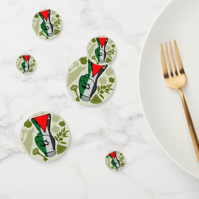 Siegeszeichen des roten Dreieck-Widerstands der Ha Konfetti (Gruppe)