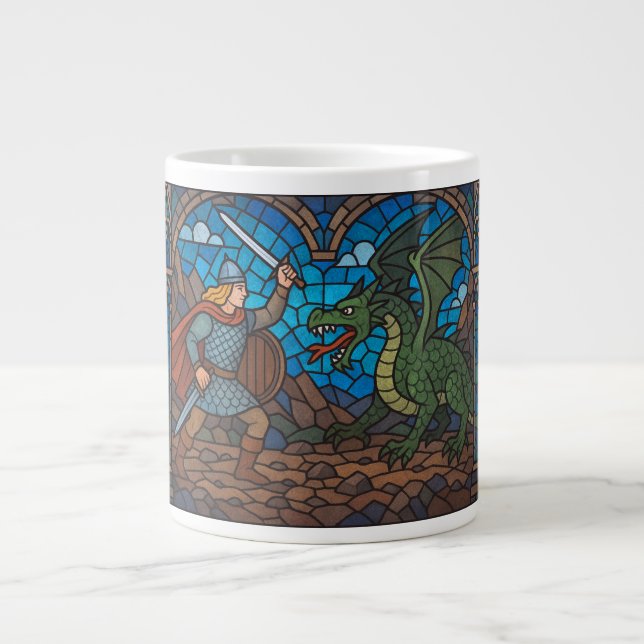 Siegfried tötet den Drachen Jumbo-Tasse (Vorderseite)