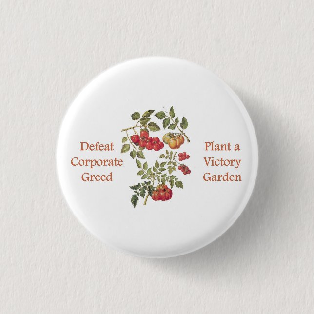Siegreicher Gemüsegarten-Tomaten-Tragetasche Button (Vorderseite)