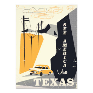 Sieh Amerika - Texas 1950er Jahre Vintage-Reisepos Fotodruck