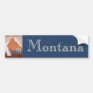 Sieh Amerika Willkommen in Montana, Vintage Reise Autoaufkleber