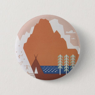 Sieh Amerika Willkommen in Montana, Vintage Reise Button