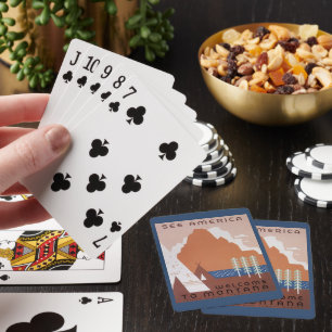 Sieh Amerika Willkommen in Montana, Vintage Reise Spielkarten