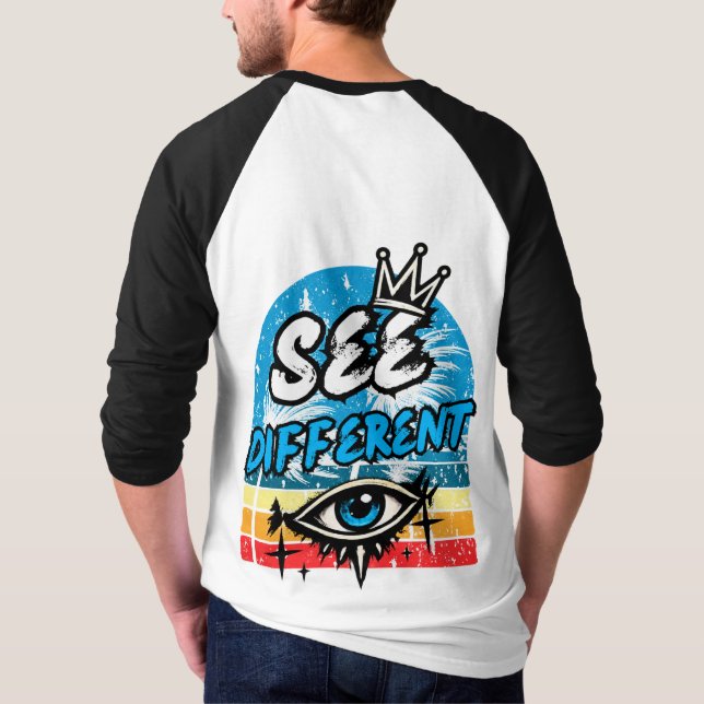 Sieh Anders Retro Langarm T-Shirt (Rückseite)