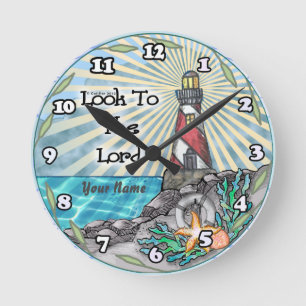 Sieh christlicher Leuchtturm Runde Wanduhr