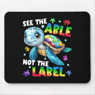Sieh das Können, nicht das Etikett Schildkröte Aut Mousepad