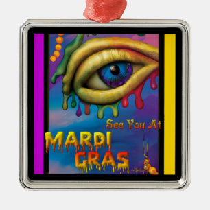 Sieh dich auf Mardi Gras Auge Ornament Aus Metall