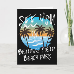 Sieh dich Bellows Field Beach Park Retro Vintage O Karte