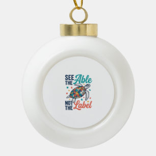 Sieh die Schildkröten-Puzzle-Bewusstseins-Shirt-Ge Keramik Kugel-Ornament