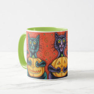 SIEH KEIN ÜBEL SCHWARZE KATZEN, HALLOWEEN-KOMBO-TA TASSE