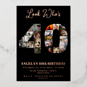Sieh mal, wer 40 Jahre alt geworden ist Fotomontag Folieneinladung