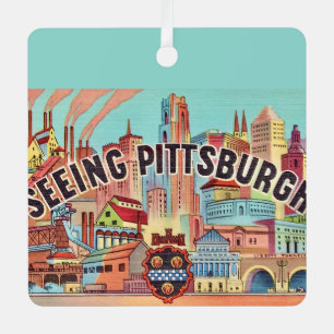 Sieh Pittsburgh Postkarte Ornament Aus Metall