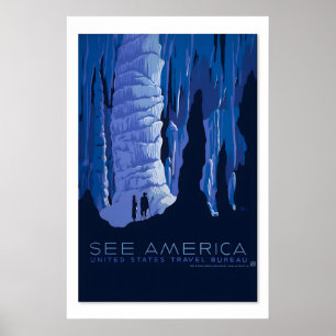 Siehe America Caverns 1930er Vintage Stil Werke Poster