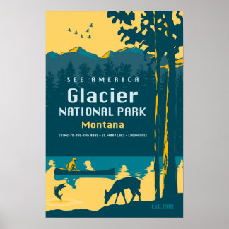 Siehe America - Glacier National Park Travel Poste Poster