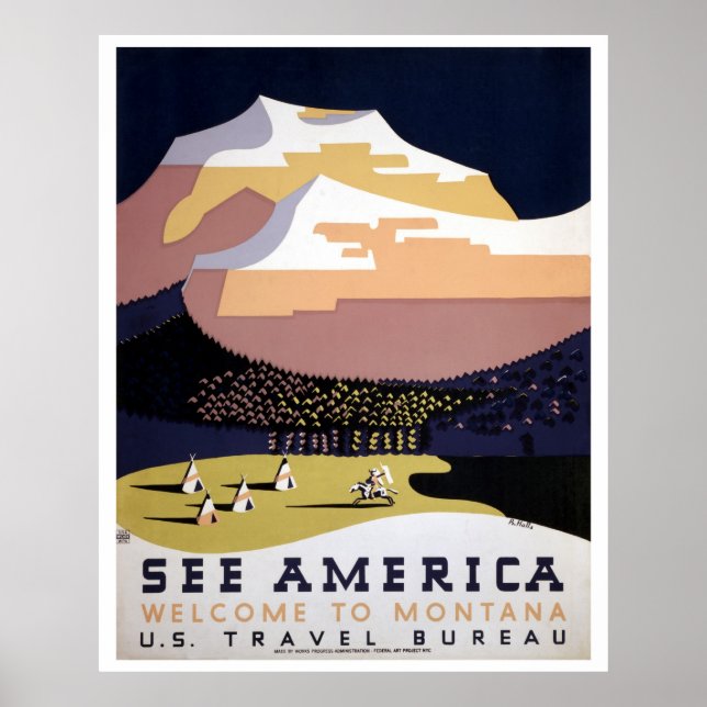 Siehe Amerika, Montana WPA-Reise Poster (Vorne)